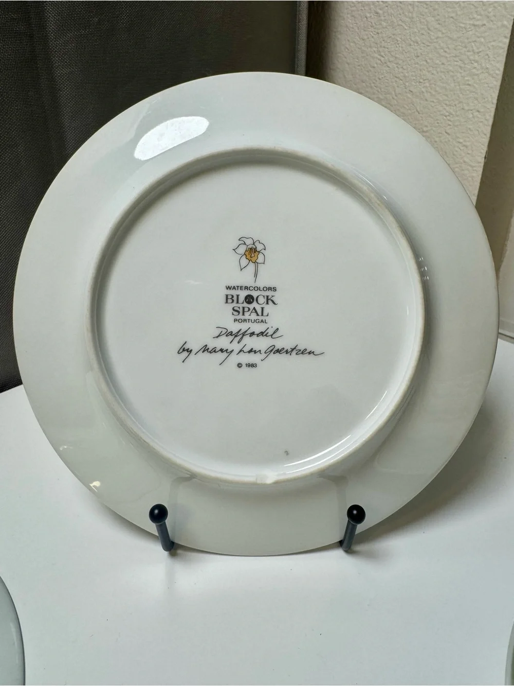 Vintage Block Spal Yellow Daffodil Floral Dinner Plates - Set of 4, 1983